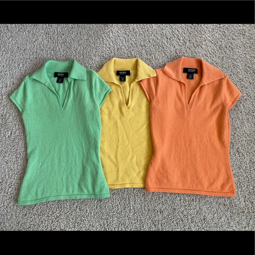 2 Express 100% Cashmere Short Sleeve Sweaters